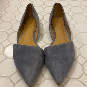 Pointy Toed Gray Suede Flats